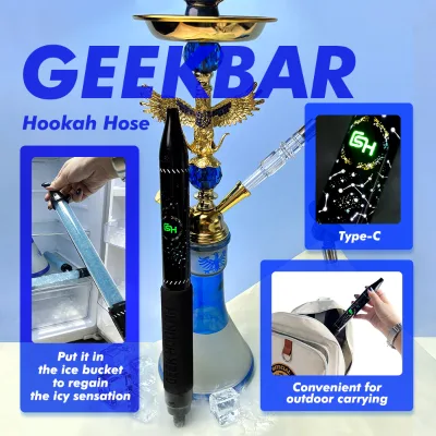 GEEKBAR Hookah Hose Rechargeable Type-C Luminous Portable for Traditional Arabic Hookahs