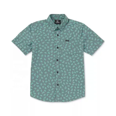 Shirt Manufacturer Oem Classic Wholesale Custom Big Boys Inter Stone Short Sleeve Woven Shirt  Boys Shirts