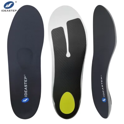 IDEASTEP Black Canvas Arch Support Insoles With Carbon Fiber and Pu for Midfoot and Arched Feet - Massage Pad Included Insoles