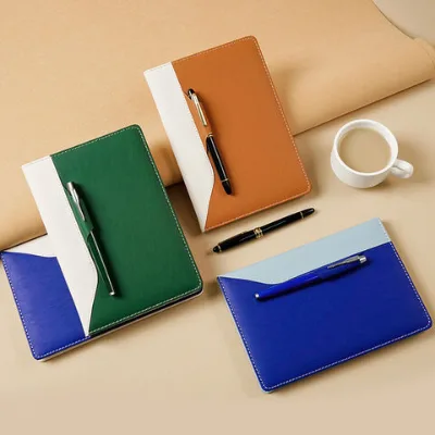2025 Pu Diary/Journal with pen loop,can customise cover color and logo,factory price