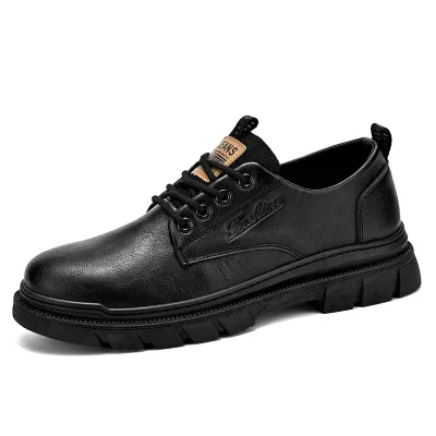 Cross Border Large Size Fashionable Casual Small Leather Sneakers British Style Trendy Low Cut Fashion Boots Men'S Shoes