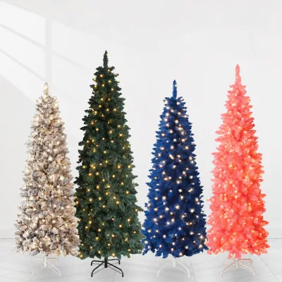 Luxury Colorful Artificial Christmas Tree with LED Lights PVC Flocked & Multi-Color Xmas Tree for Home Hotel Mall Decoration