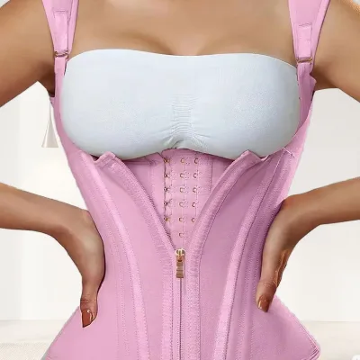Wholesale Zipper Corset Body Shaper for Tummy Control Waist Trainer Vest With Adjustable Straps Waist Slimmer Shaping Girdles