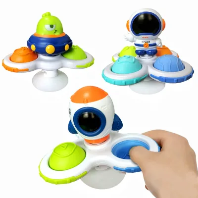 New Arrival Space Baby Sensory 3pcs Suction Cup Spinner Toys for 1 2 Year Old Boy