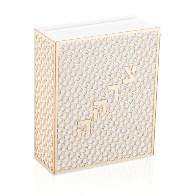 Acrylic Rectangular Tzedakah Box Judaica Customized Simple DesignTzedakah Box Gold Transparent Lucite Laser Cut Tzedakah Box