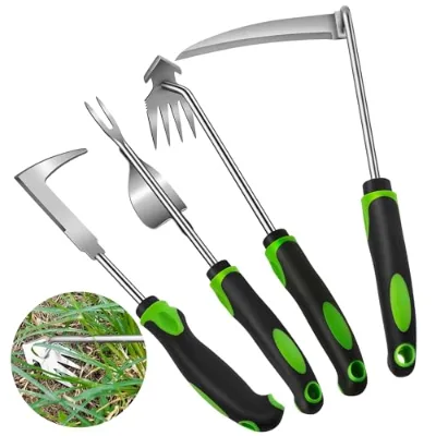 4 Pack Stainless Steel Weed Remover Tool, Portable Weeding Tools Gardening, Crack Weeder Tool, Uprooting Weeding Tool
