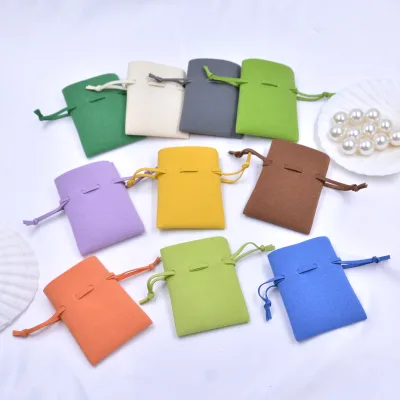 Custom Personalized Microfiber Suede Drawstring Storage Bags Small Velvet Pouches Custom Logo Drawing Jewelry Gift Packaging