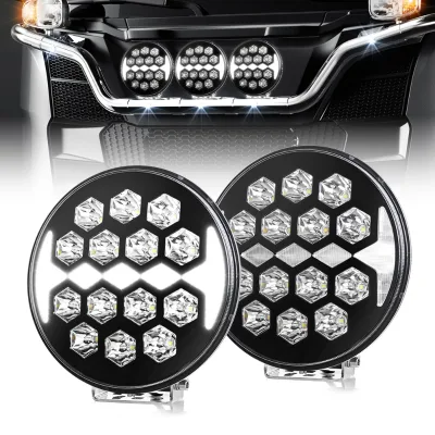 High Power Drl Round 9inch Led Spotlight Waterproof Long Lifespan Driving Work Light for Heavy Duty Truck Trailer Tractor Marine