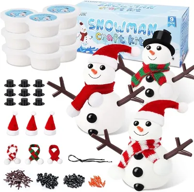 9 Pack Build a Snowman Kit Snowman Crafts for Kids Modeling Clay Snowman DIY Kit Christmas Crafts Xmas Gift