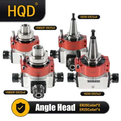 HQD Right Angle Head ISO30 HSK63F ER25 ATC 90 Degree High Torque 2 Position 4 Position CNC Milling Head for CNC Machining Center