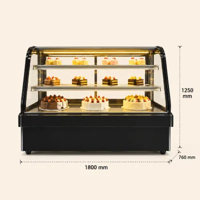 OEM Commercial Double Curved Cake Display Cabinet Refrigerated Showcase Manufacturer Supply