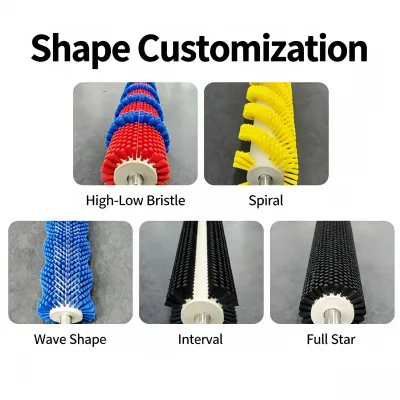 Customized OEM Industrial Brush Roller Drum with Nylon Filaments Dust Removal Hollow Brush Wheel Cylindrical Brush Rubber Handle