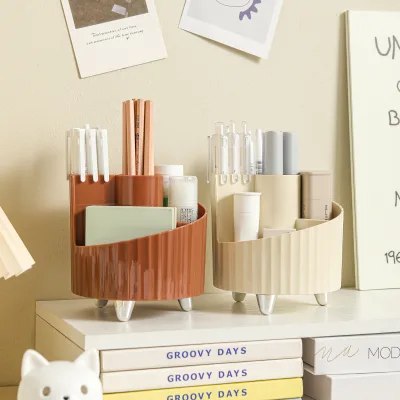 Household Dresser Desktop Plastic Makeup Storage Box Eyebrow Pencil Brush Storage Shelf Divided Lipstick Holder