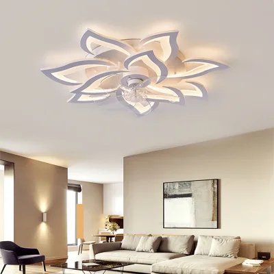 Modern Minimalist Acrylic High CRI 95 Remote Control Invisible Ceiling Fan with LED Light for Dining/Living/Bedroom