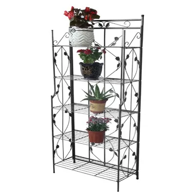 5 Tier Metal Plant Stand Outdoor Indoor Folding Flower Pot Holder Plant Display Holder Rack Iron Rack Shelves Plant Pot Stand