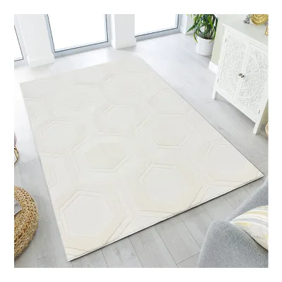 Geometric Design Nordic Super Soft New Arrival Faux Rabbit Fur Jacquard 3D Carpet for Living Room Alfombra 3D Tapete