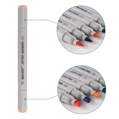 SINOART Hot Selling Alcohol Markers Dual Tip Artist Sketch Marker Soft Brush Tip for Art Painting