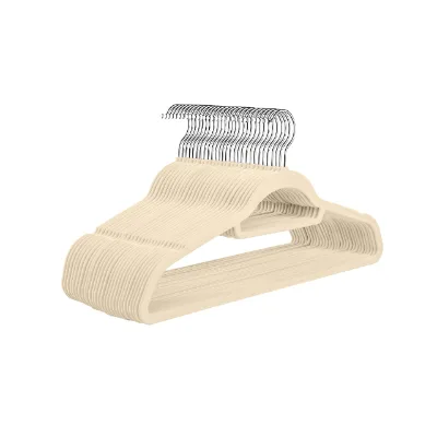 Custom Space Saving Closet Sturdy Velvet Hangers Premium Gold Non-Slip Felt Ivory Durable Suit Hangers