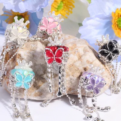 2025 Heavy Industry butterfly Crown Tassel Soft Pottery Diamond Ball Straight Hole Beads DIY Pens Keychain Necklace Accessories