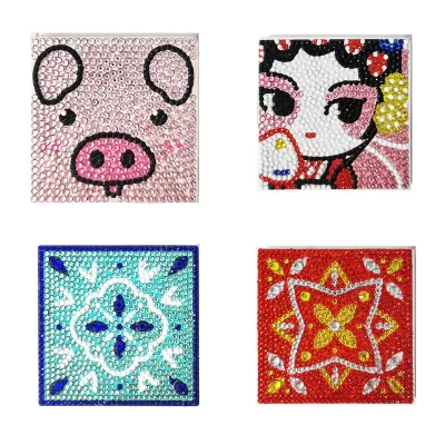 5d Diy Diamonds Painting Square Coaster Cross Stitch Set Mini Water Cup Insulation Pad Christmas Decorations for Home