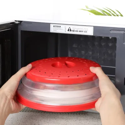 Multifunction Collapsible Microwave Splatter Proof Food Plate Cover with Easy Grip Handle Dishwasher-Safe