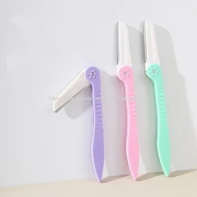 Hot selling make up eyebrow razor stainless steel blade with safety guard trimmer Shaving Razor Set for Women 3 pack high quality