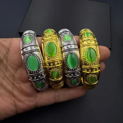 Vintage Style Luxury Geometric Open Bangle Bracelet Women Statement Chunky Cuff Bracelets