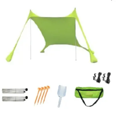 Portable Single Layer Beach Shelter Lightweight Aluminum Summer Tent Waterproof Sun Shelter for 4 People