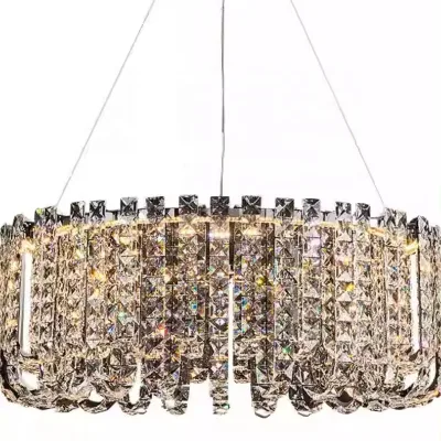 Large Round Crystal Pendant Light for Wedding Halls and Banquets