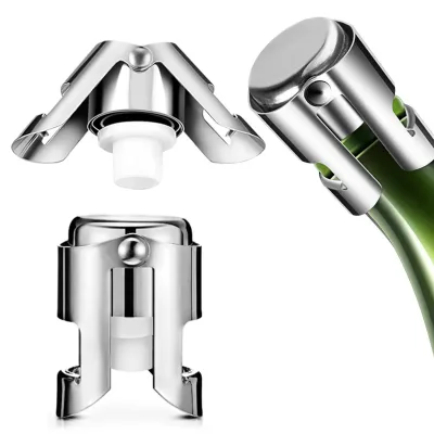 Top Selling Modern Heqi Metal Stainless Steel Wine Stopper Factory Direct Silver Sparkling Bubbly Wine China Zhejiang