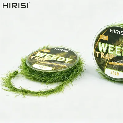 Hirisi Carp Fishing Weedy Camouflage Leader Line 5m 35LB Simulated Grass Anti-Snag Leader Line Carp Fishing Line YX202
