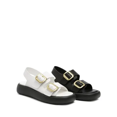 2024 Custom Top Grade Quality Durable Thick Bottom Comfortable Sandal Slippers Double Buckle Strap Girl's Flat Slippers