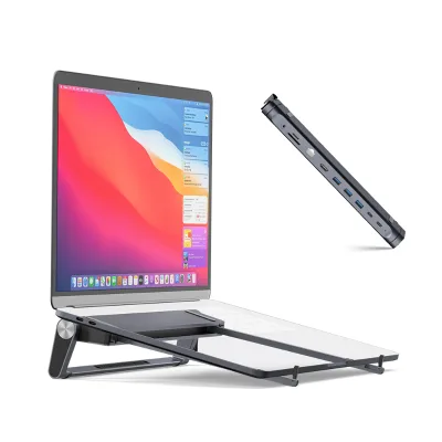 High-End Aluminum Alloy Bracket Double-Layer Structure Daily Kickstand Universal Compatible Laptop Holder With Usb Hub