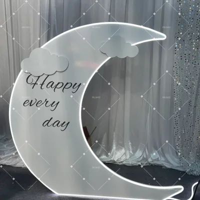 New Arrivals Wedding Light Moon Cloud PVC Backdrop Wall Moob Decorations for Party Supplies