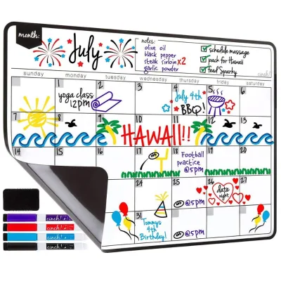 Magnetic Dry Erase Calendar for Fridge with Stain Resistant Technology
