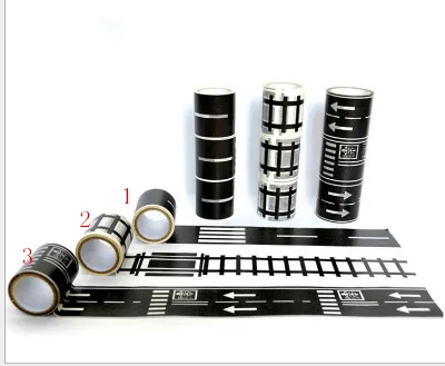48mm x 5m Railway Road Paper Tape Creative Traffic Adhesive Masking Rubber for Kids' Toy Car Play