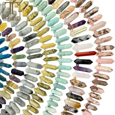 Natural Amethyst Stone Beads Healing Crystal Double Point GEM PENDANT Jewelry DIY Bracelet Necklace Multicolor Rectangle
