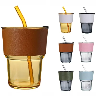 Wholesale Creative Portable Anti Scalding Nordic Style Glass Coffee Cups Mugs Leakproof Lid Eco-Friendly Durable Custom Logo