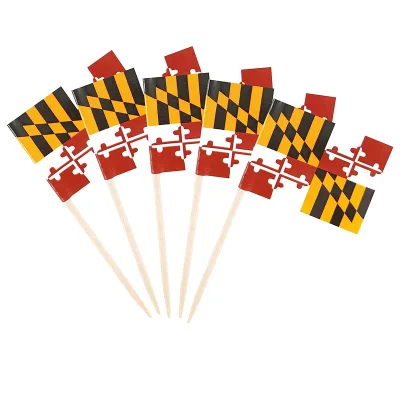 Topper Food Picks USA State Maryland Flags Wooden Disposable Toothpicks Party Accessory