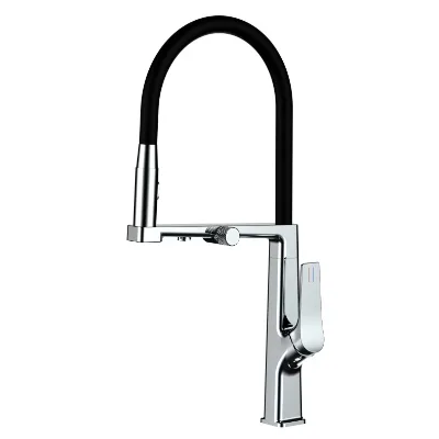Modern All-copper 3-in-1 Kitchen Faucet with Touchless Sensor and Pull-Down Spray for Vegetable Washing