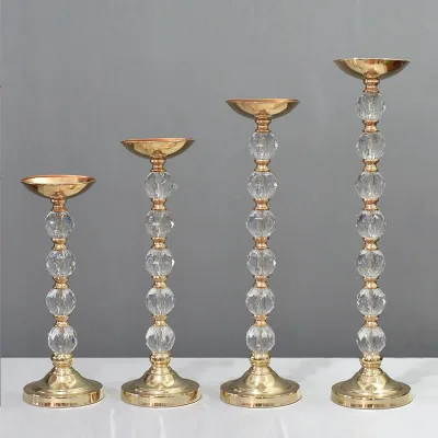 High Quality Gold Flower Acrylic Tabletop Decorative Stand Tall round Shape Wedding Props for Table Arrangement Home Party