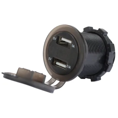 Kewig Fast EV Charger Fireproof ABS Waterproof Double Ports LED 5V 4.2A Dual USB-A Socket with Voltmeter Switch