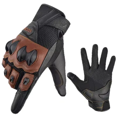 Comfortable Motorcycle Gloves with Anti-Drop Protection Breathable Mesh Design and Leather Hand Grips