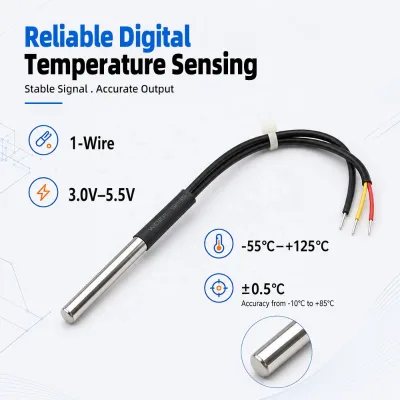 Automotive Refrigerator Air Conditioner Washing Machine Oven DS18B20 Temperature Sensor Probe Waterproof IP68 Stainless Steel
