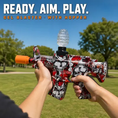 Rongheqiang Toy Gel Blaster M4 Style Graffiti Skull Gel Ball Blaster With Hopper Wholesale OEM ODM Supplie