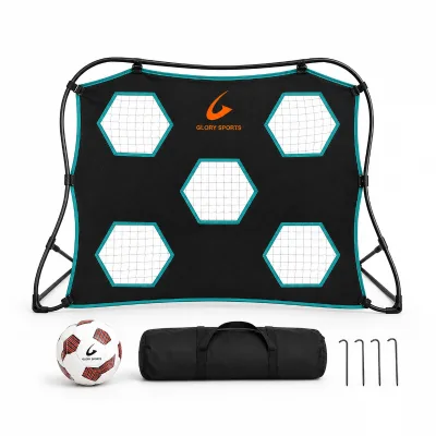 GLORY SPORTS Portable Soccer Target Net with 5 Scoring Zones for Football Shooting Accuracy Training