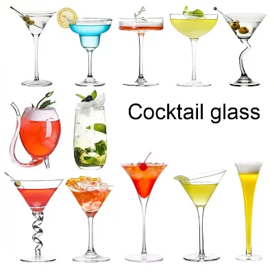 Wholesale Custom Hand Blown Martini Glasses Clear Martini Cocktail Glass Drink Glassware Lead-free martini Juice Glass Goblet