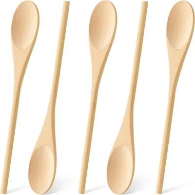 Wooden Spoons Cooking Long Handle Kitchen Utensil Mixing Stirring Tasting Heat-Resistant Non-Scratch Eco-Friendly Hand Wash Only