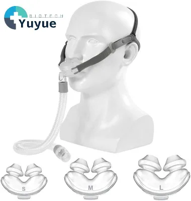 Nasal Pillow Mask Replacement Set with Headgear Hose 3 Sizes Silicone Nasal Cushion Nasal Mask Accessories Kit