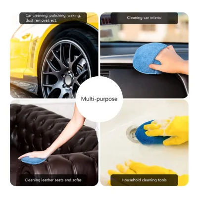High BrightnessInterior Scrubbing & Cleaning Microfiber Round Sponge for Car Care-High Absorbent Antibacterial Quick-Dry
